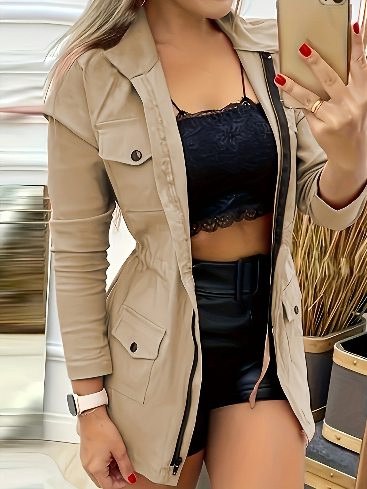 Notched Lapel Trench Coat